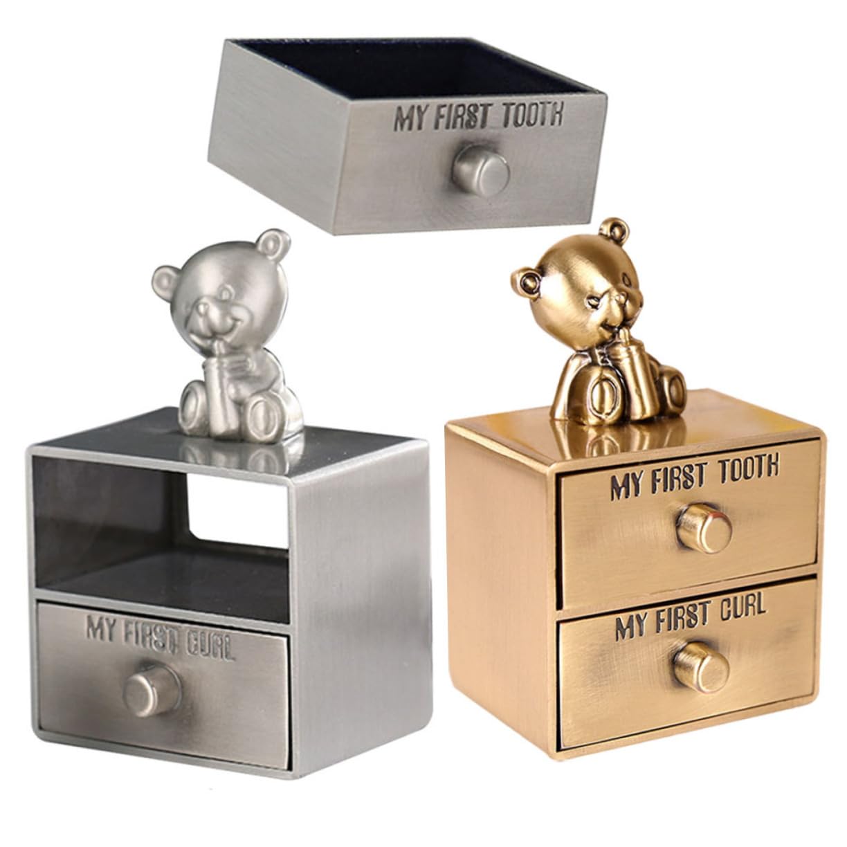 Boîte à Dents Bébé en Métal 2 Pièces, Coffret Souvenir