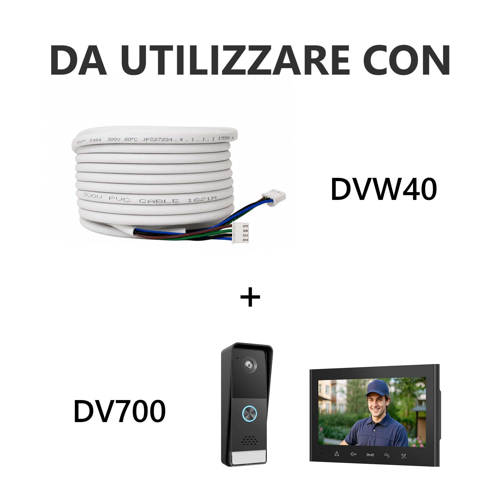 ELRO DVW40 Cavo Citofonico a 4 Fili da 40 Metri – Con Connettori Inclusi – Compatibile con ELRO DV700 e Serie DV4000