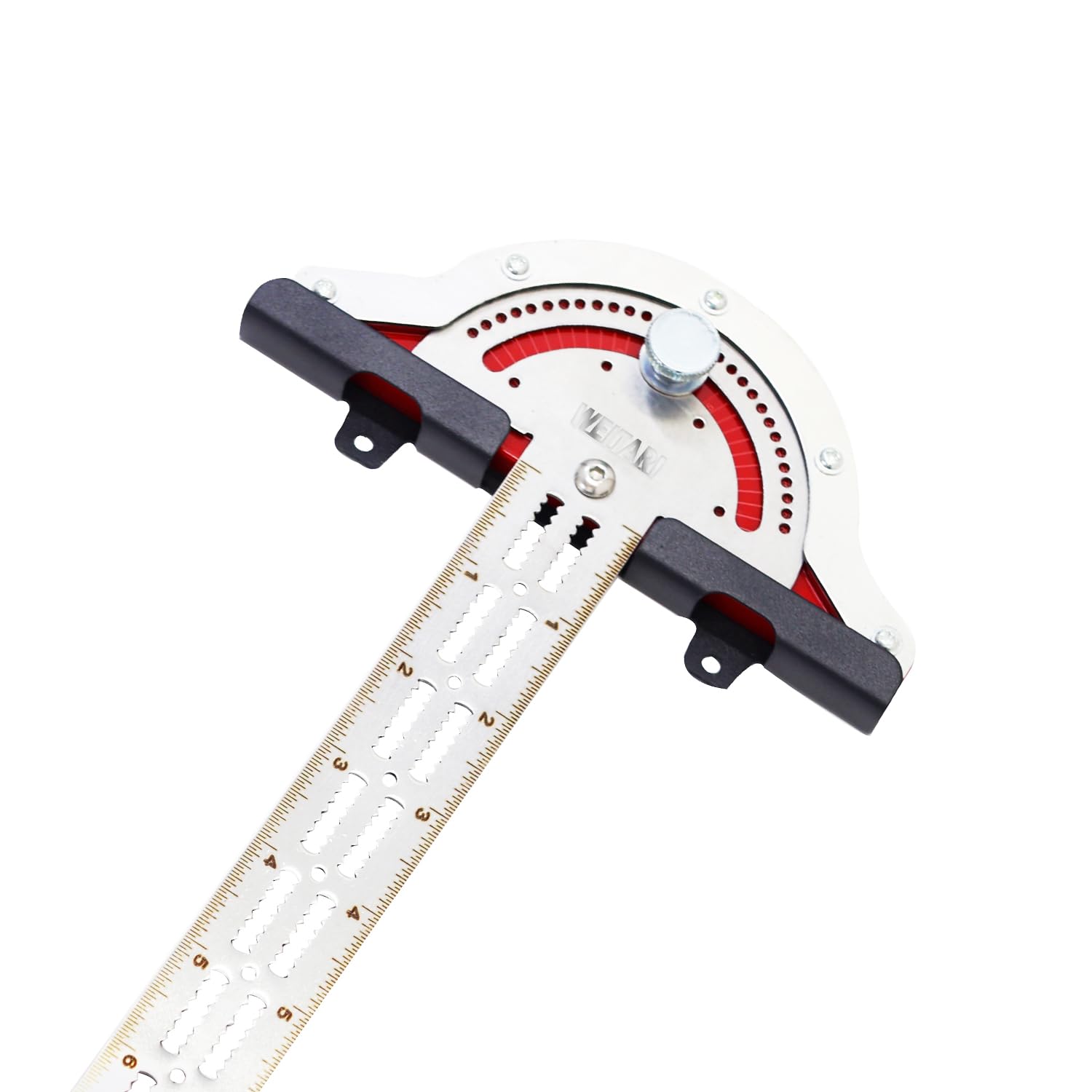 WEITARI Woodworkers Edge Ruler, Thickness 1.5mm Protractor Angle Finder Woodworking Design Ruler with Protractor T Square T Ruler 0-70 Degrees Adjustable Protractor 15 inch