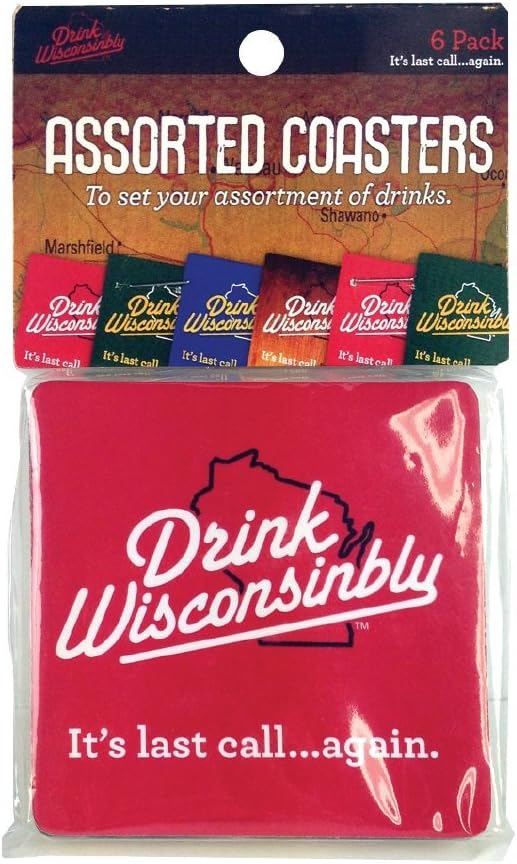 Drink Wisconsinbly Assorted Coasters - 6 Pack