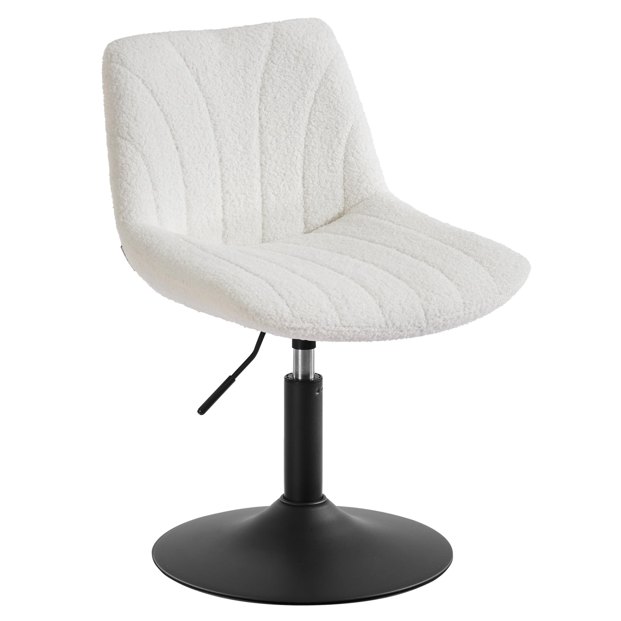 VASAGLE Taburete Tocador, con Respaldo, Silla de Tocador de Altura Regulable, Giro de 360°, para Dormitorio, Comedor, Tela de Felpa, Blanco Crema LJB160WD01