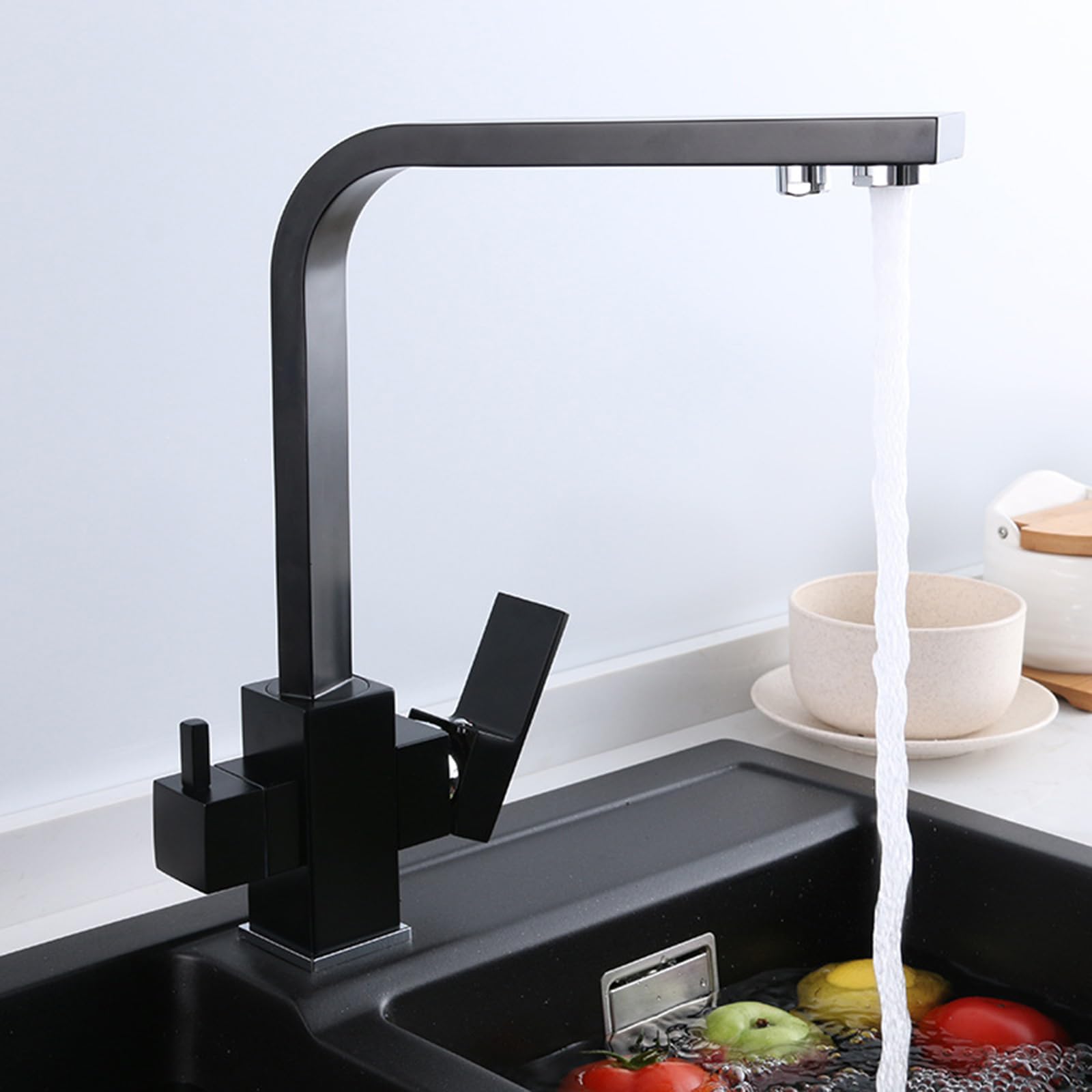 ZYCHSJXA 3 Way Kitchen Tap in 1 Drinking Water Sink Faucet Taps Mixer Black