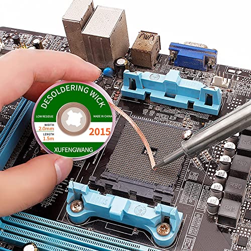 Image of Treedix Solder Wick Braid 5ft Length 2mm Width Desoldering Wick Braid Remover Tool Solder Sucker 2 piece Soldering Wick Wire Roll and Disassemble Electrical Components