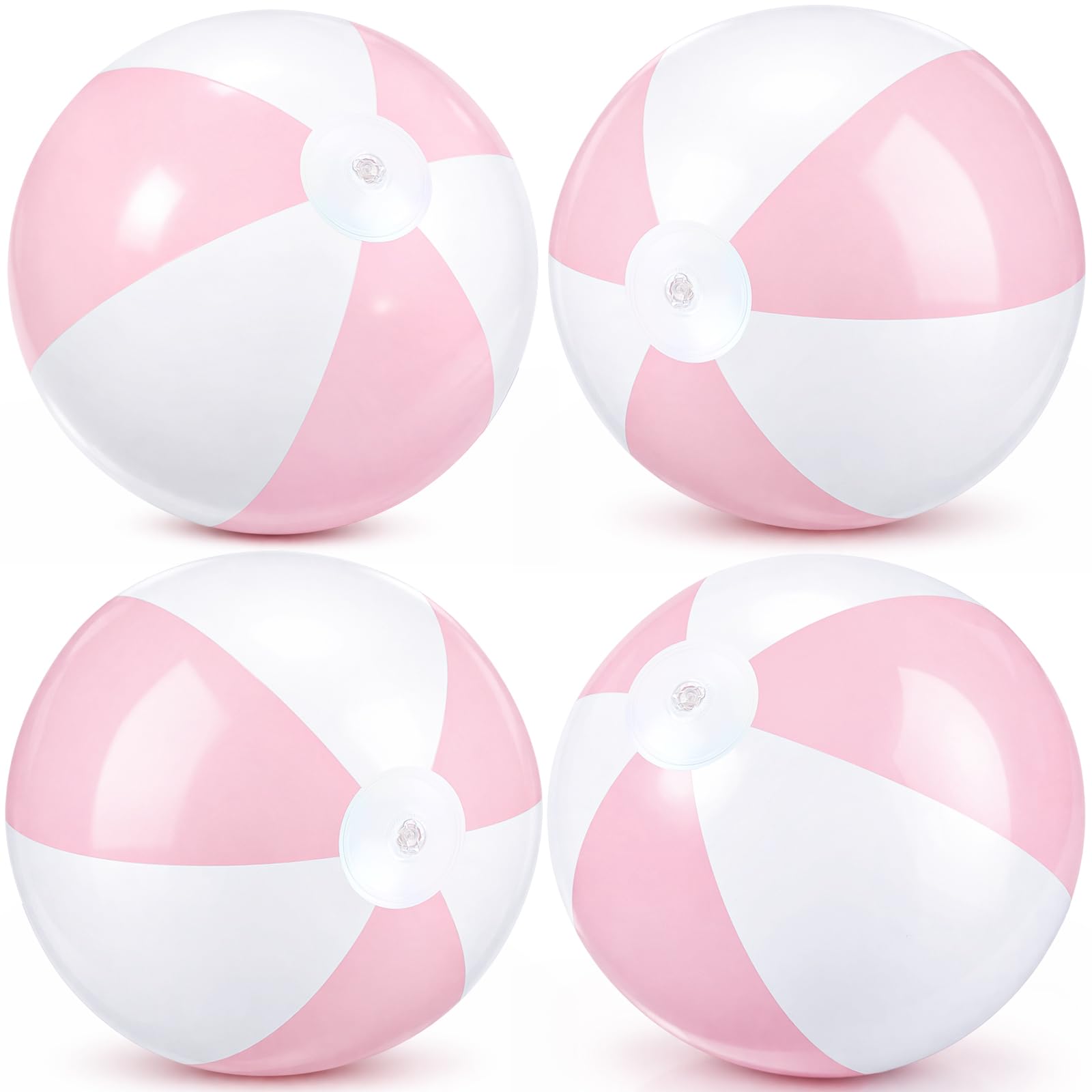 MiniInflat 4 Pack Pastel Beach Balls,Macaron Pink,16 Inch