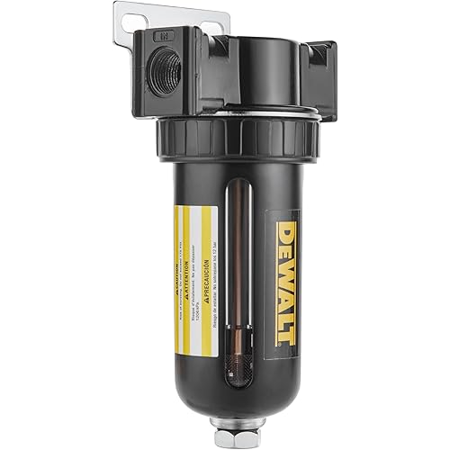 DEWALT 3/8" NPT Inline Desiccant Dryer with Clear Windows for Viewing Desiccant Life Status, High Efficiency Moisture Removal for Compressed Air Systems