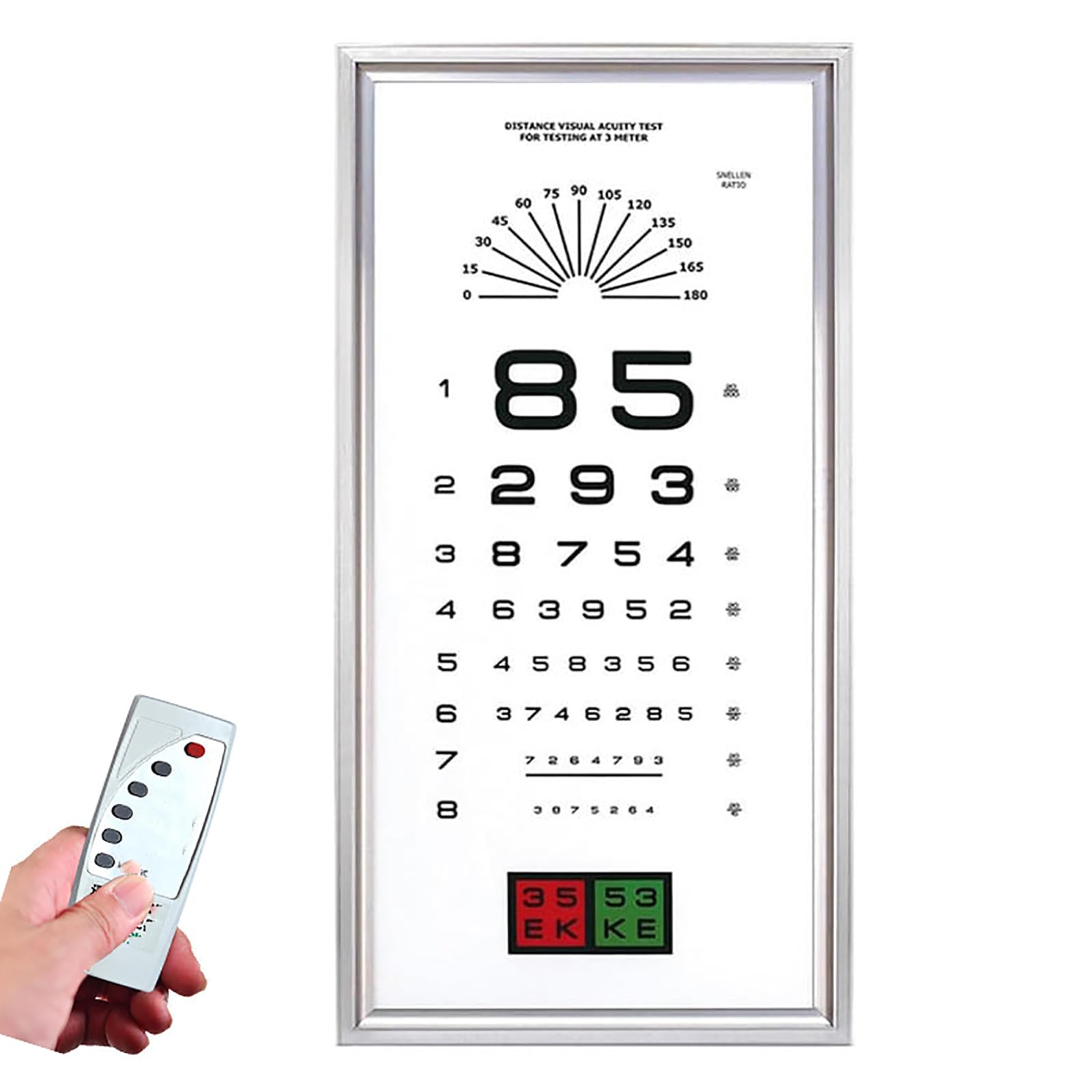 MObyat Tableau d'acuité visuelle LED avec éclairage et télécommande, marquage Rouge/Vert, Mesure de Distance 2,5/5 m, équipement d'optométrie pour Optique et hôpital