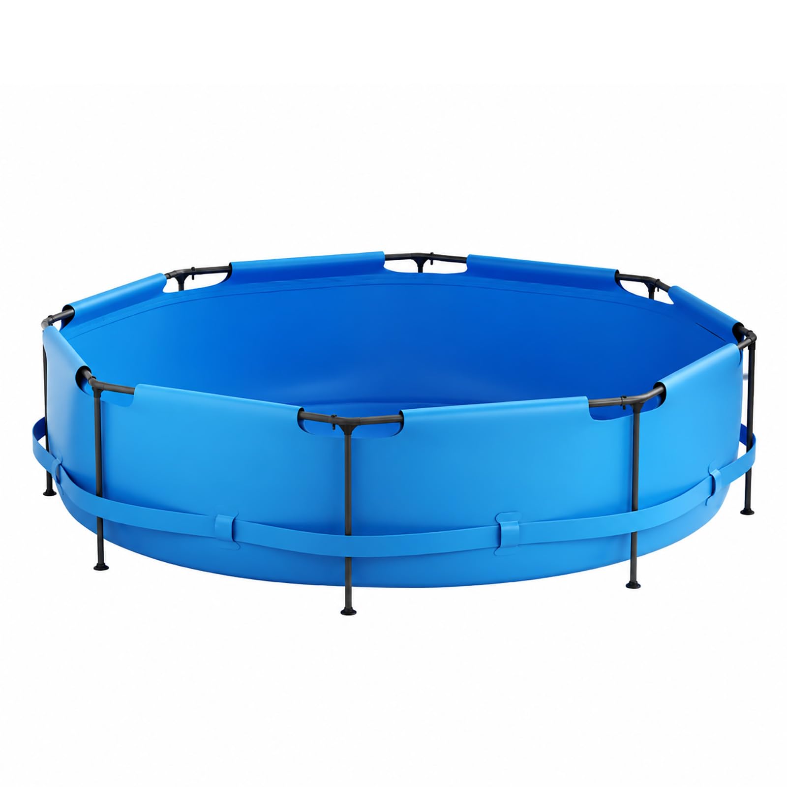 Piscina Fuori Terra Rotonda, Piscina con Struttura in Acciaio | Telaio Rinforzato per un'Area Piscina Stabile e Familiare(blue)