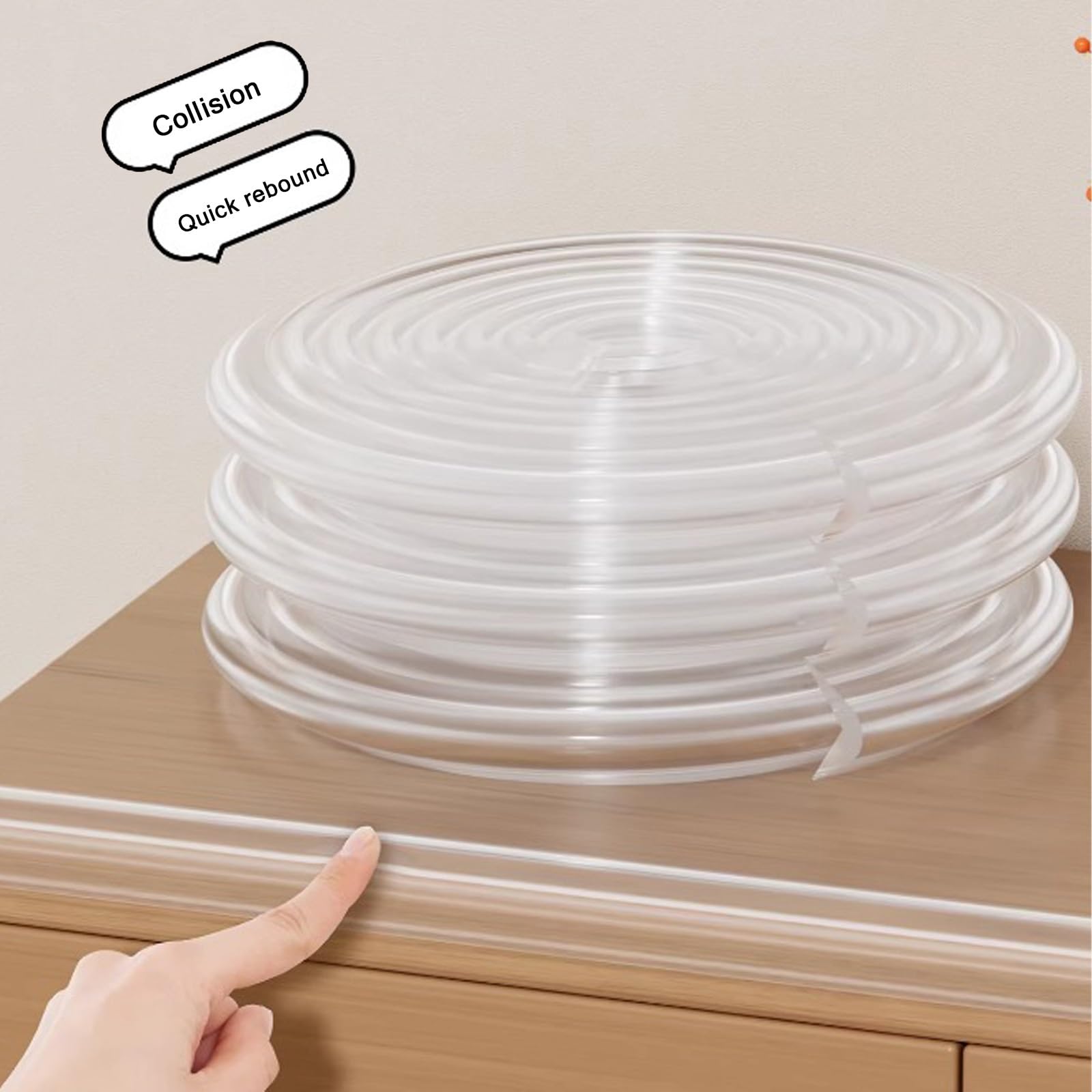 Stabile Tischkantenschutzstreifen,Treppenstufen Schutzstreifen,auf Maß Zuschneidbar,Leicht Zu Reinigen,Formstabil,Selbstklebende Rückseite,für Tischkanten(Transparent,6 m/19.6 ft)