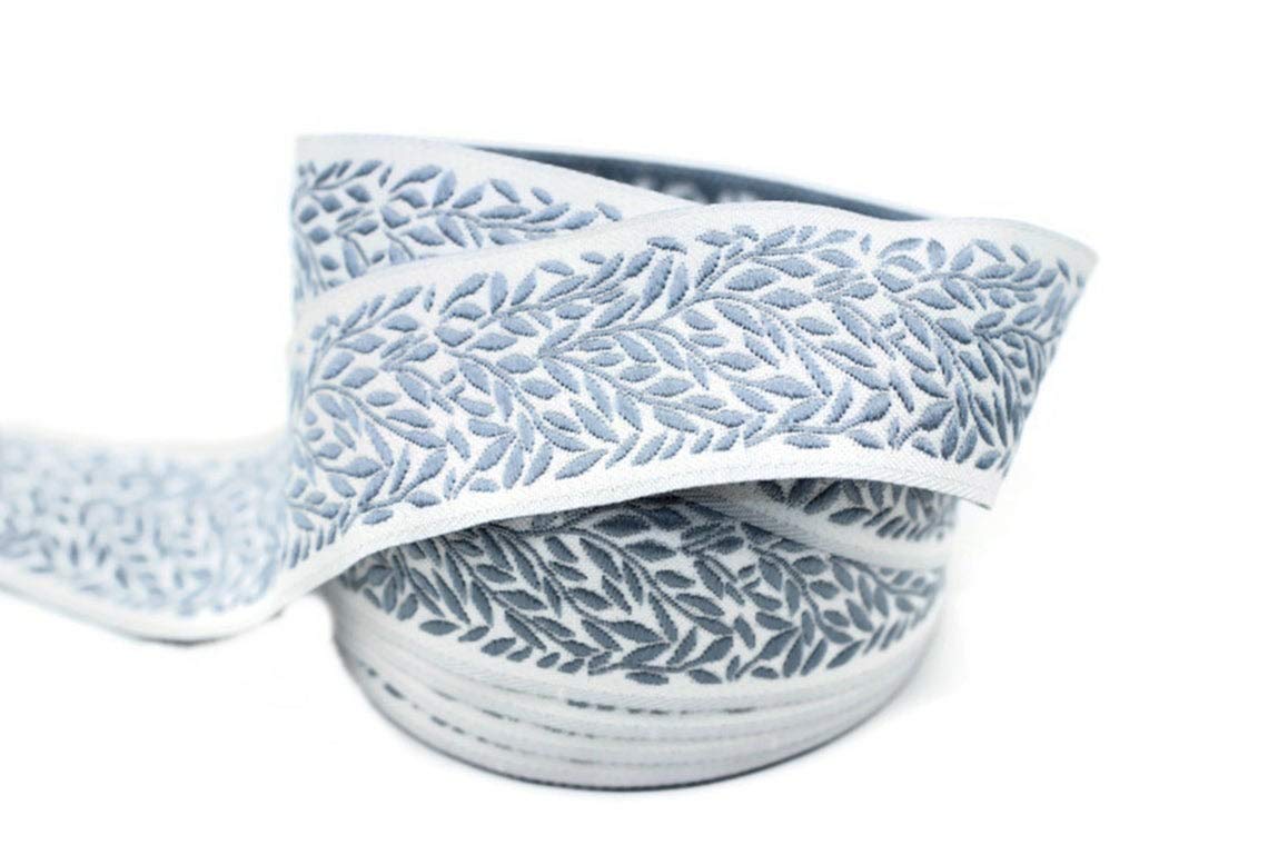 Galon Ruban Jacquard Tisse Lilas Et Bleu Clair Jardin Secret