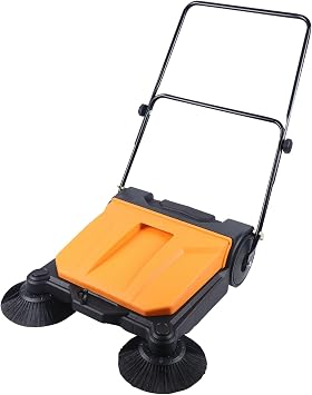 Walk-Behind Hand Push Floor Sweeper Manual, 41" Wider Path & 14.53Gal Large Dustbin, 5-Speed Adjustable, Foldable Handle, Low Noise, for Warehouse Factory Road Home Hard Floor Cleaning