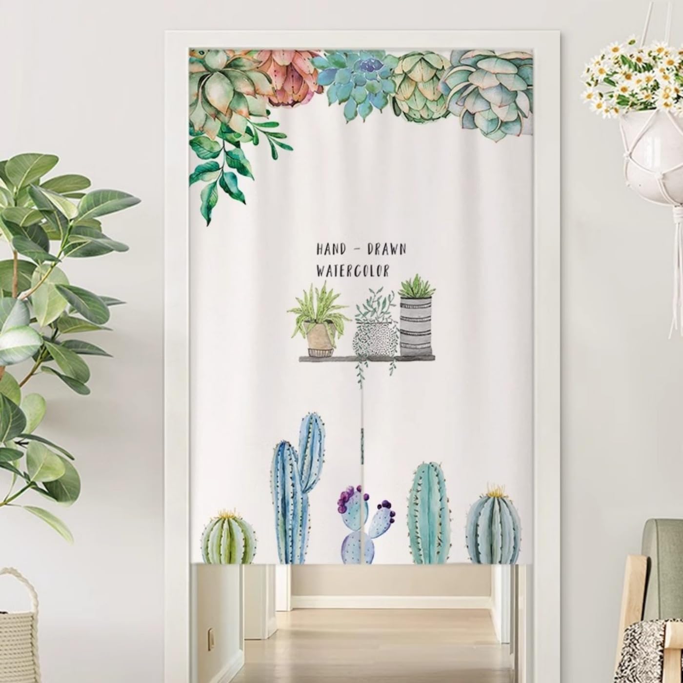 Guest Ruyunlai M08 Green Plants Japanese Noren Doorway Curtain, 60X90cm