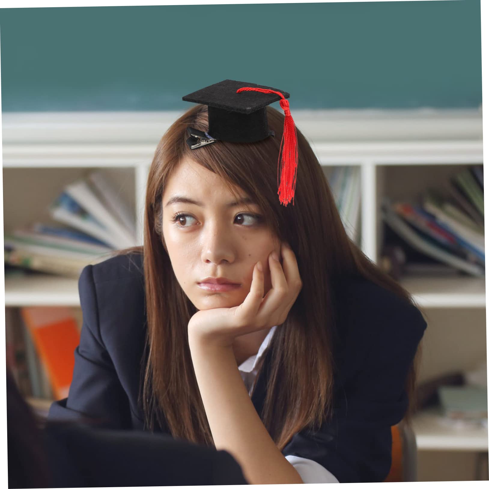 SOLUSTRE 8pezzi Cappello da Laurea Tema Forcina per Capelli Elementi di Laurea Fermaglio per Capelli in Stile Stagione delle Lauree Accessori per Foto