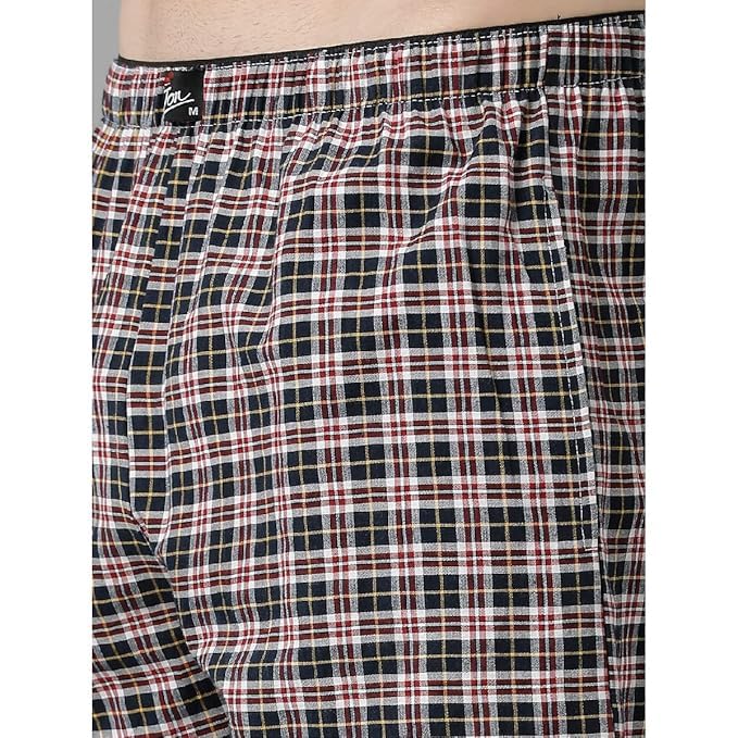 Image of Rupa Jon Checkered Boxer Shorts for Men, 100% Cotton Material, Regular Fit, Dual Side Pocket, Assorted, Pack of 2