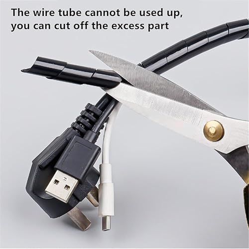 Miniatura 3 de Envoltura de alambre en espiral, 14 de pulgada y 16 pies, color negro, funda para manguera, alambre de encuadernación para PC, TV, computadora,