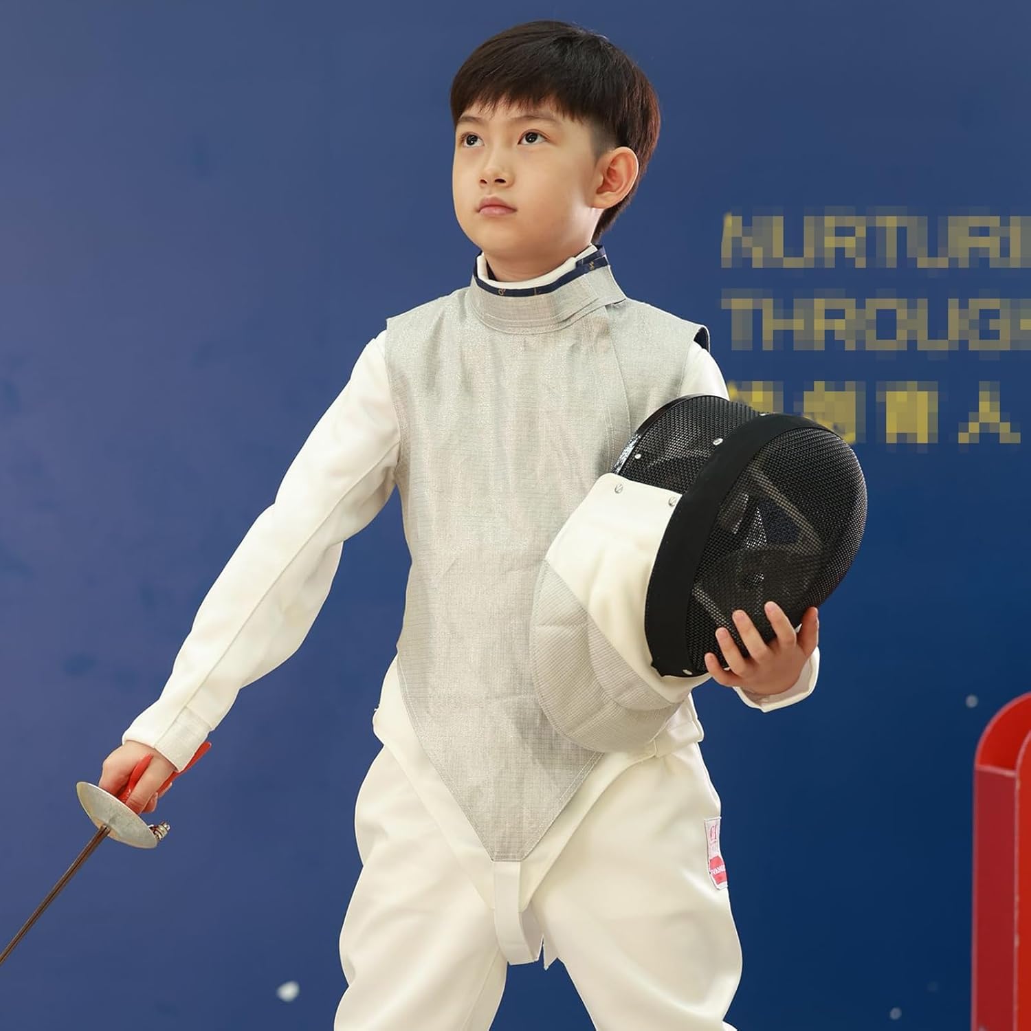 Foil Fencing Uniform for Children Adults, Washable Fencing Gear, Metal Fencing Vest, with Waterproof Lining, for Competition(Left Hand,42#)