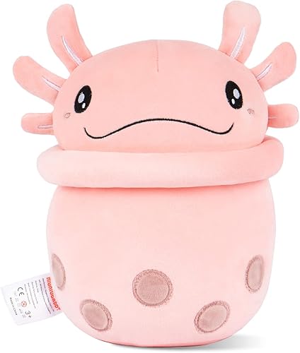 Miniatura 8 de Niuniu Daddy Boba - Peluche grande de 13.7pulgadas, diseño de té con burbujas y crema rosa con pajilla y cara de panda, peluche suave para niños,