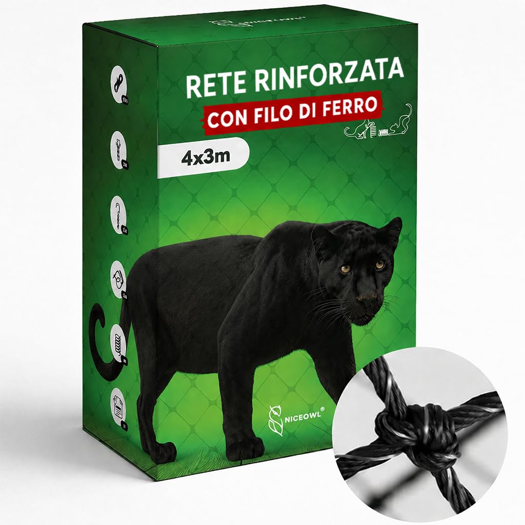Rete per Gatti I 4x3 m I Rinforzata I Giocattolo Regalo I Rete per Balcone Esterno I Rete per Gatti Balcone I Rete per Gatti Balcone Rinforzata I Rete Balcone e Rete Gatti Finestra