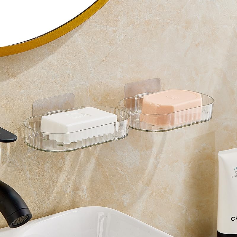 Adhesive soap Holder for Bathroom Self Draining Acrylic Soap Dish Holder Drill- Free soap case for Bathroom Kitchen Sink soap Stand Pack of 2 (Acrylic) (B0CY5C12VR) Amazon Price History, Amazon Price Tracker
