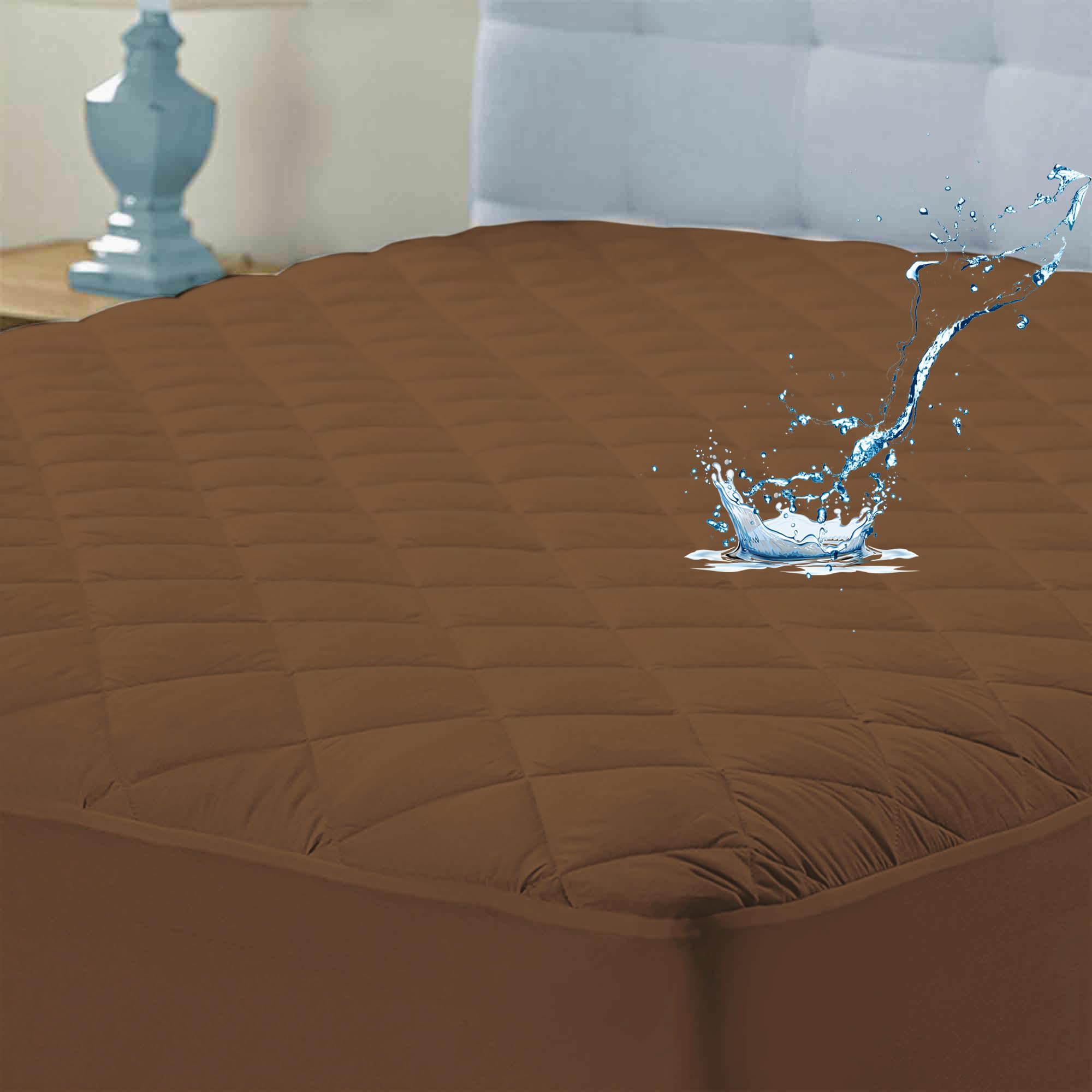 Ayka 100% Waterproof Cotton Quilted Mattress Protector King Size Breathable Hypoallergenic Noiseless Ultra Soft Fitted Bed Protector 72x72 inch Mattress/Bed Cover (King 72x72 inch | 6x6 ft, Brown)