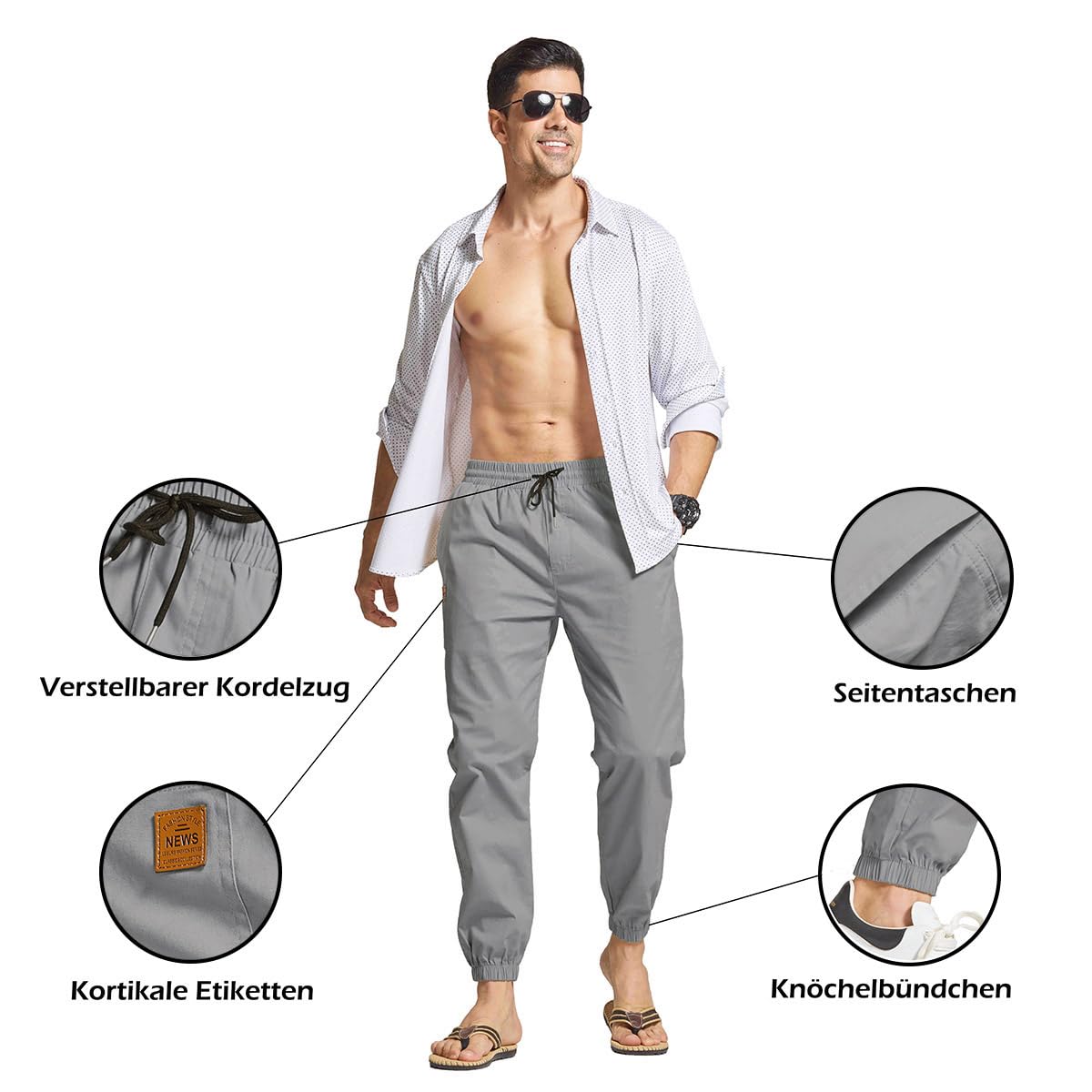 JustSun Pantaloni da Lavoro Uomo Cotone Cargo Casual Pantaloni Tuta Uomo Pantaloni Jogging Slim Fit con Tasche