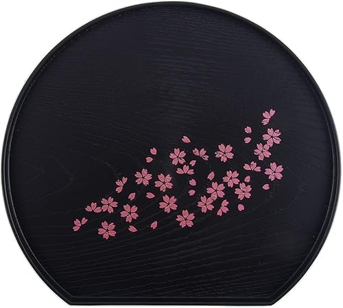Bandeja para servir té con diseño de flor de cerezo, con forma de media luna, 8.8 x 7.8 pulgadas, fabricada en Japón