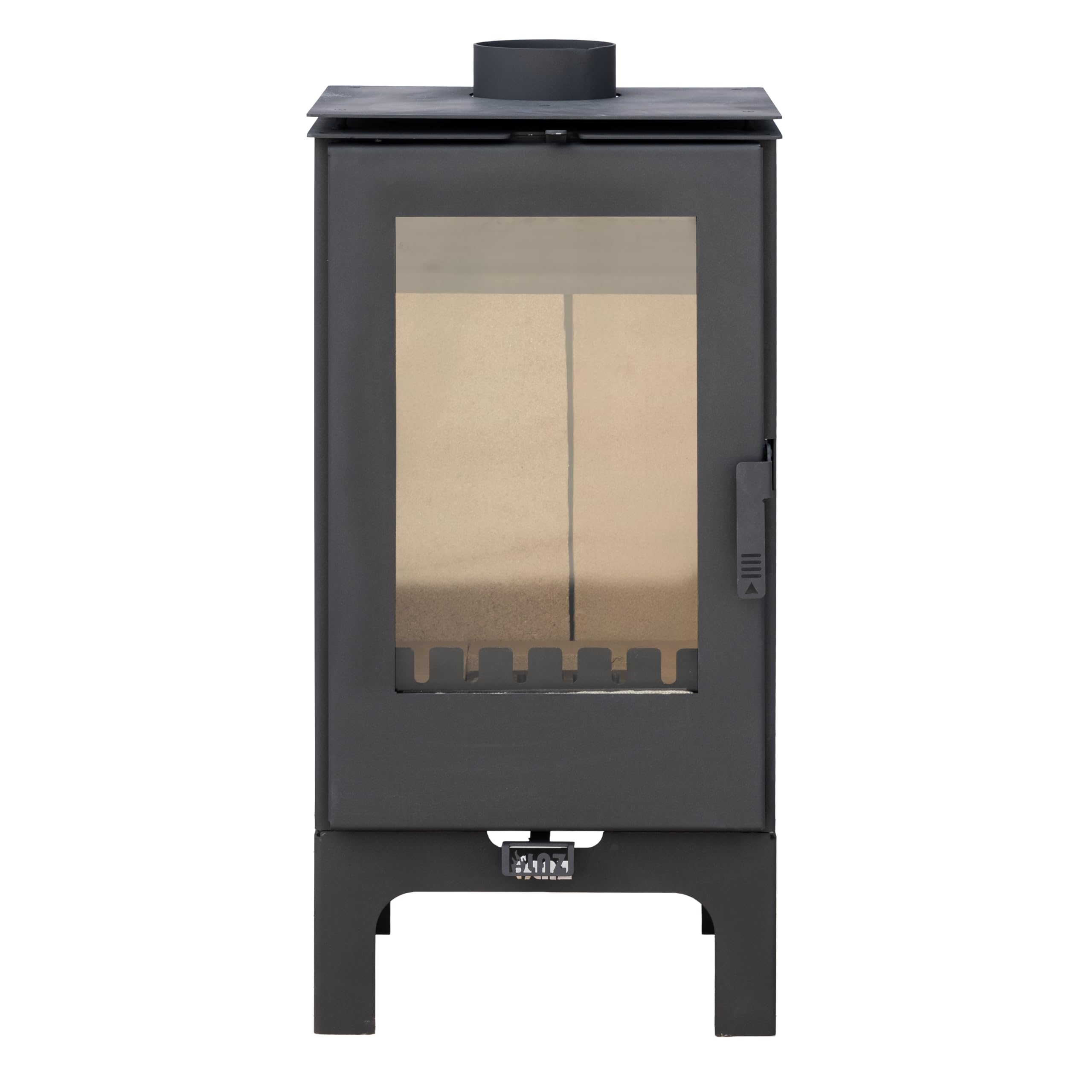 ALAZ K8M-L Kaminofen 9 kW – Holzofen Schwarz | Brennraum mit Schamott, großes Sichtfenster & Aschefach | Für Holzscheite bis 50 cm | Energieeffizienzklasse A