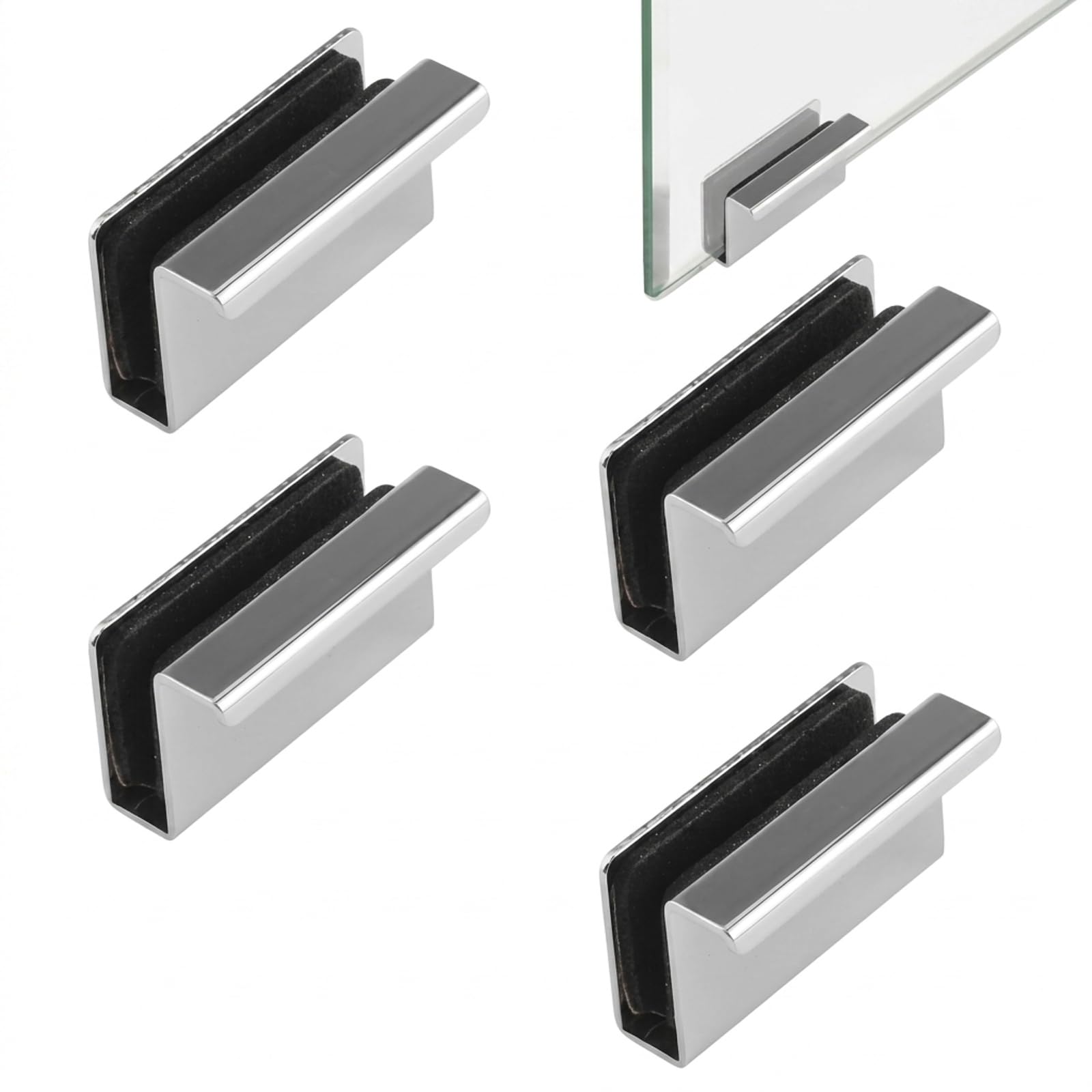 DEFIYEAR 4 Pack Finger Edge Pull Handles,Glass Door Handle