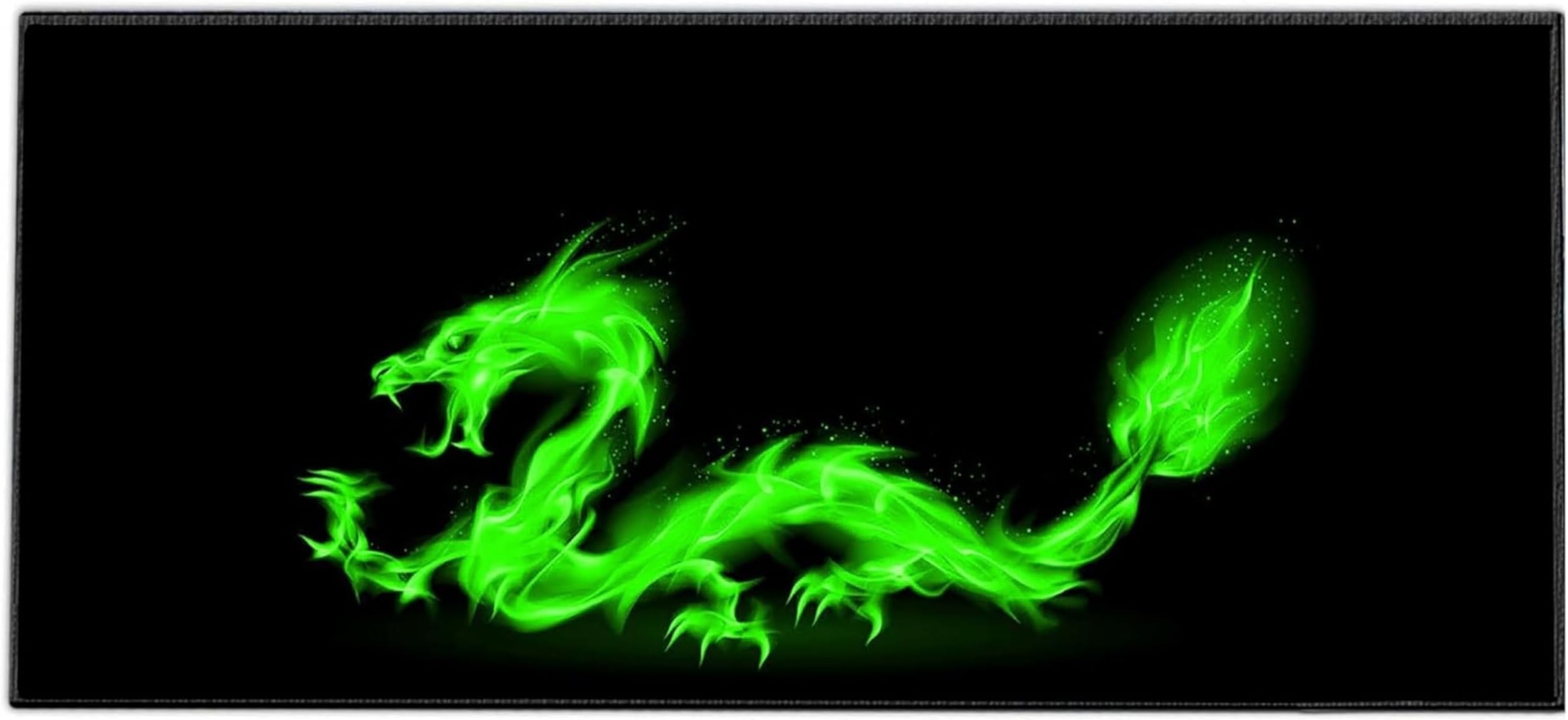Silent Monsters Mouse Mat Size XX Large 35 x 16 inches / 90 x 40 cm, Fire Dragon, Stitched Edges, washable & rollable Mouse Pad, Gaming Home Office Mousemat, Mousepad non-slip & quiet, Desk Mat XXL