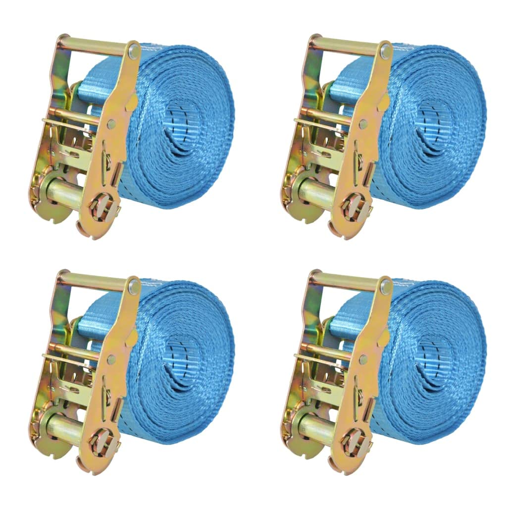 Cinghie di fissaggio a cricchetto, 4 pezzi, 2 tonnellate, 6 m x 38 mm, blu