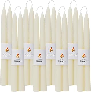 9" White Beeswax Taper Candles,2PCS Handmade Natural Candles,Dripless and Smokeless，9-Hour Burn Time.