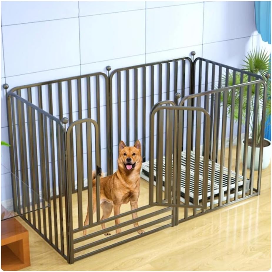 Outdoor Dog Playpen with Doors - Anti-Climbing Pet Exercise Pen for Large/Medium/Small Dogs - Ideal for Camping and Yard Use - Durable Black Design