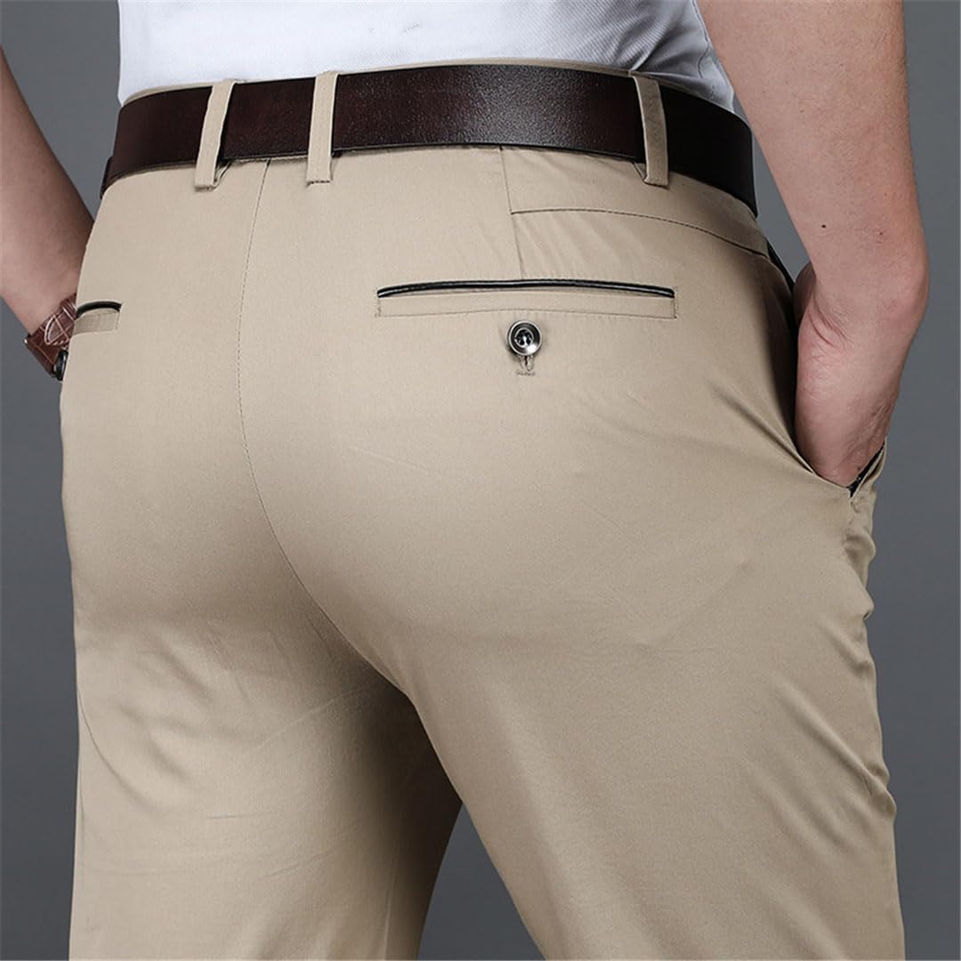 Vogrtcc Pantaloni Casual da Uomo Sottili in Cotone A Gamba Dritta Pantaloni Elasticizzati Casual da Lavoro