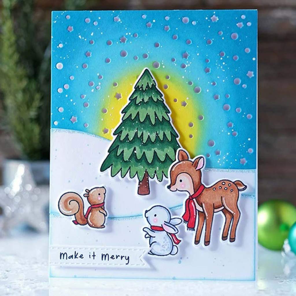 Set di fustelle e timbri per realizzare biglietti, fai da te, scrapbooking, decorazioni natalizie in metallo, con guarnizione in silicone trasparente, per lavori di carta, artigianato fatto a mano
