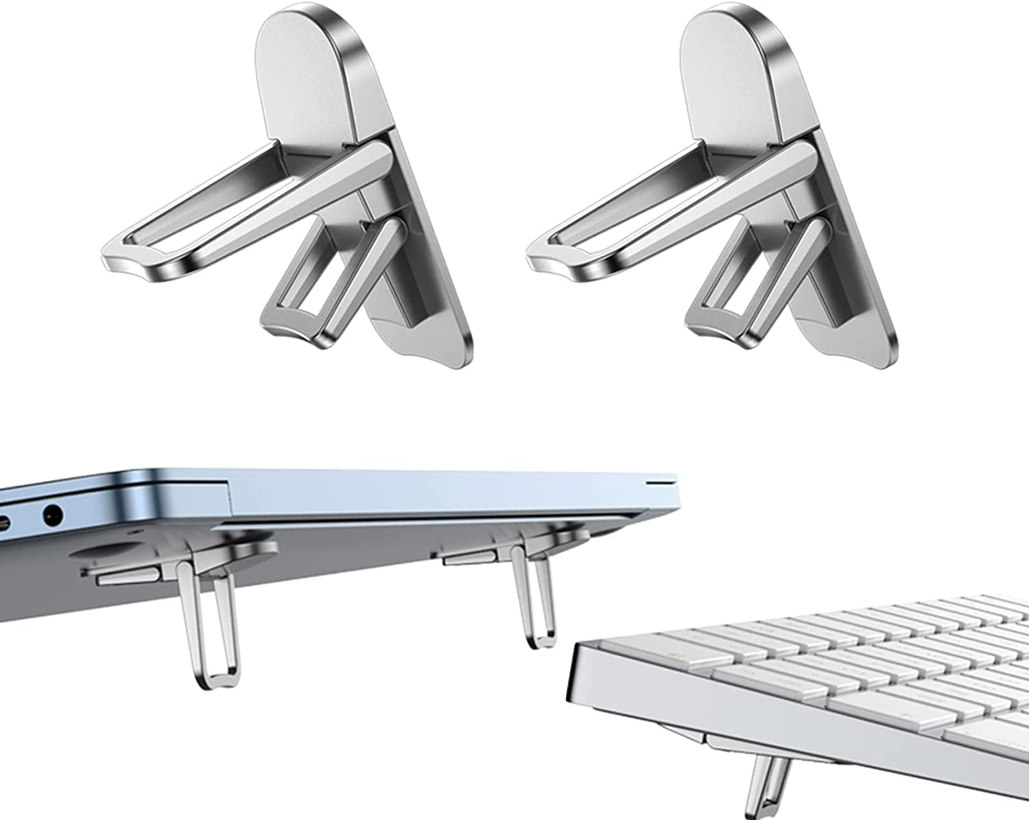 Rhymestore® Premium Metal Folding Portable Laptop Stand Non-Slip Base Tabletop Risers for 10-17 Inch Laptop & Keyboard & Tablet