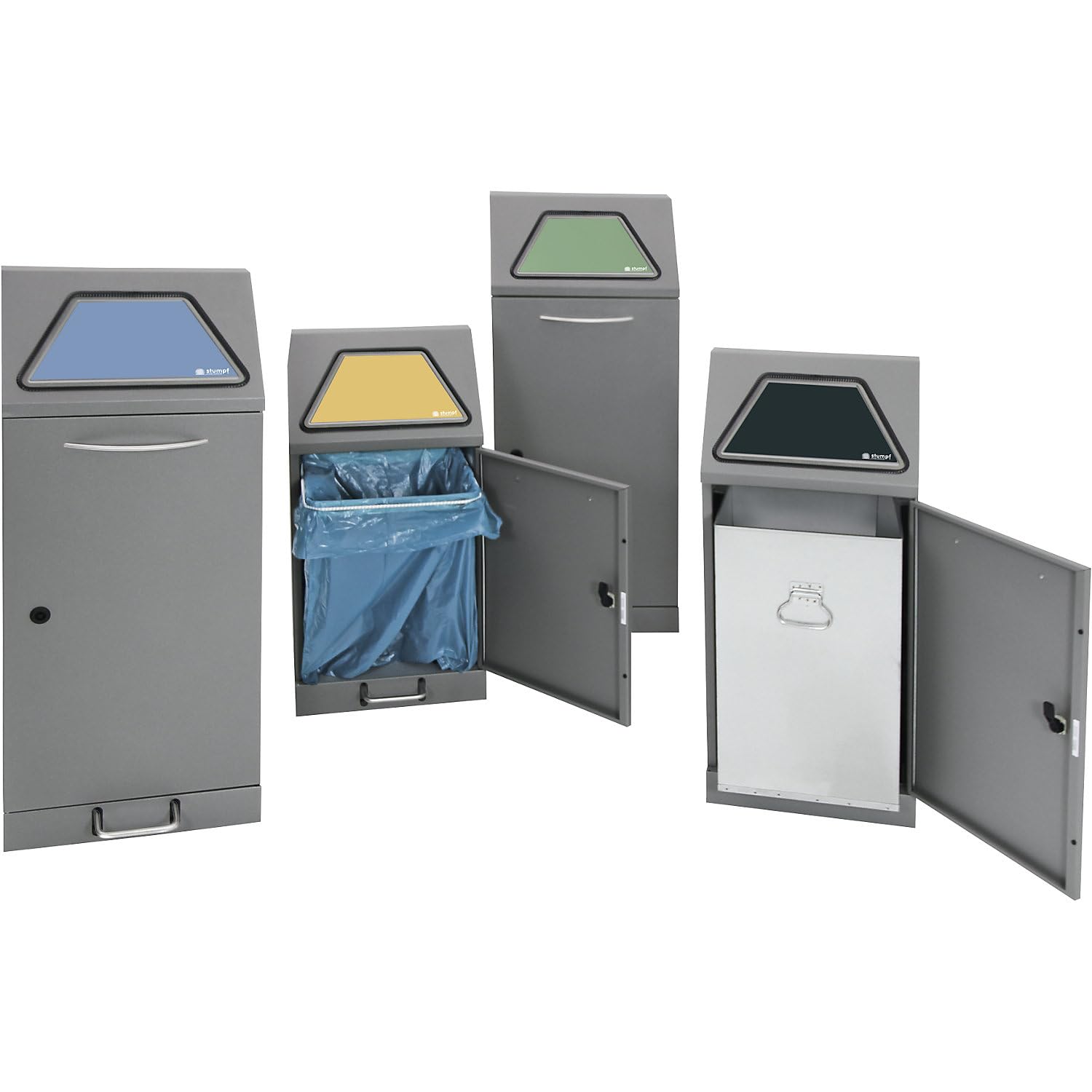 Moduł segregacji odpadów Vario 45, struktura szarego aluminium, system ProSlide, 45 litrów, dźwignia pedałowa