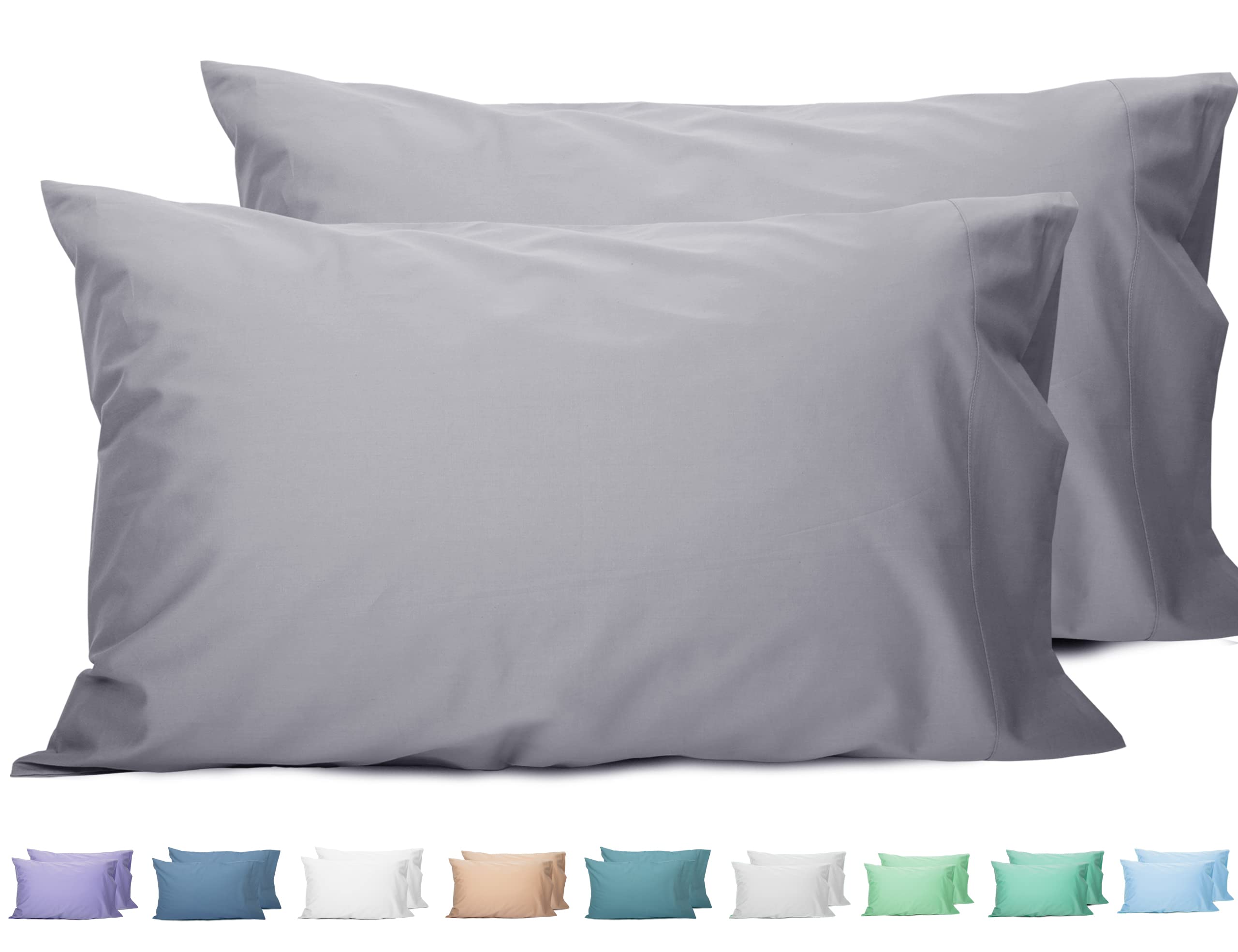 Sunflower King Pillowcases Set of 2, 100% Cotton King Pillow Cases 2, 20×40 inches Frost Gray, Soft and Breathable