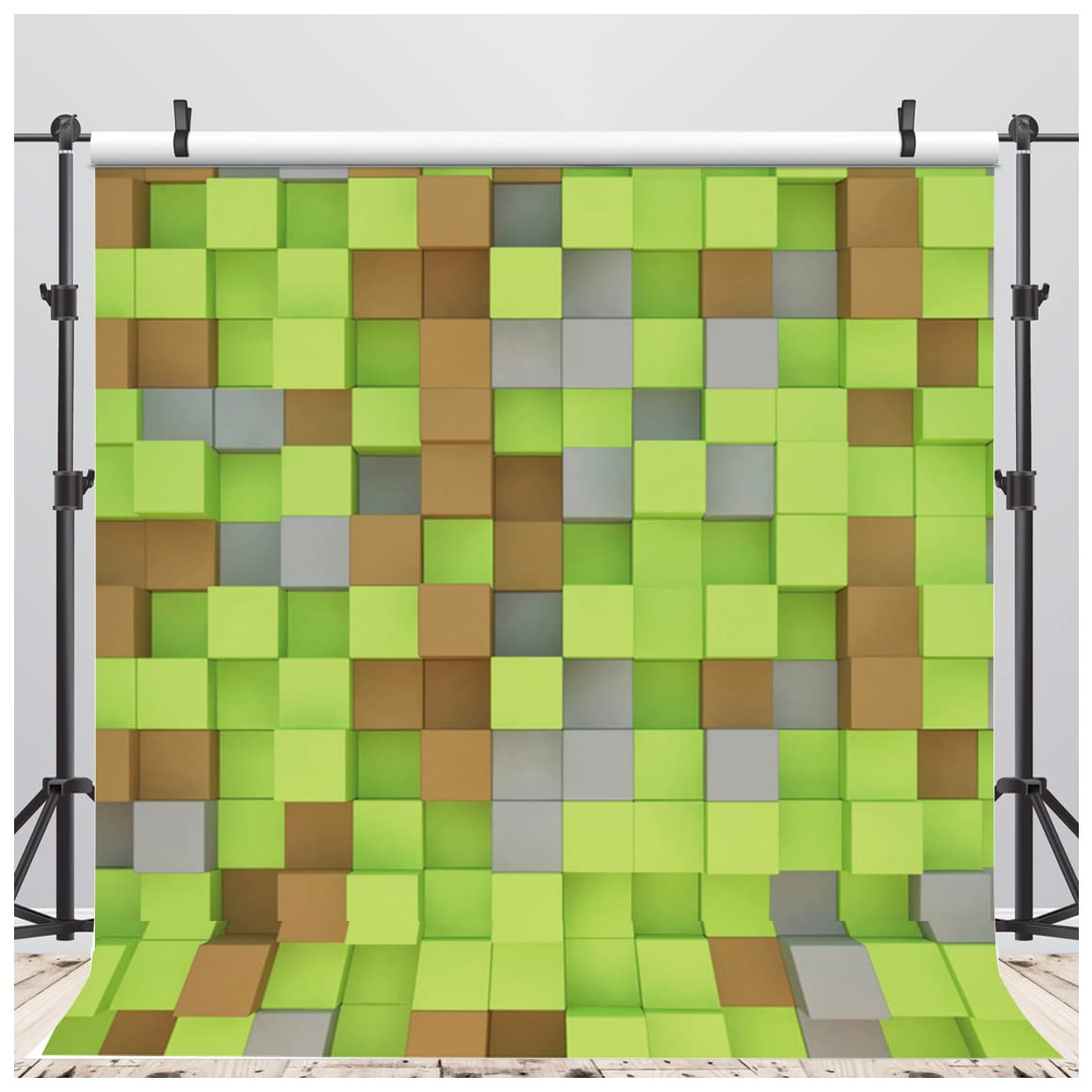 YYTDY 10x10FT Vinyl Green Bump Block Game Making Photo Backdrop Birthday Backdrop of Boys and Girls Pixel Party Decoration Article Photo Baby bathe Backdrop D-62