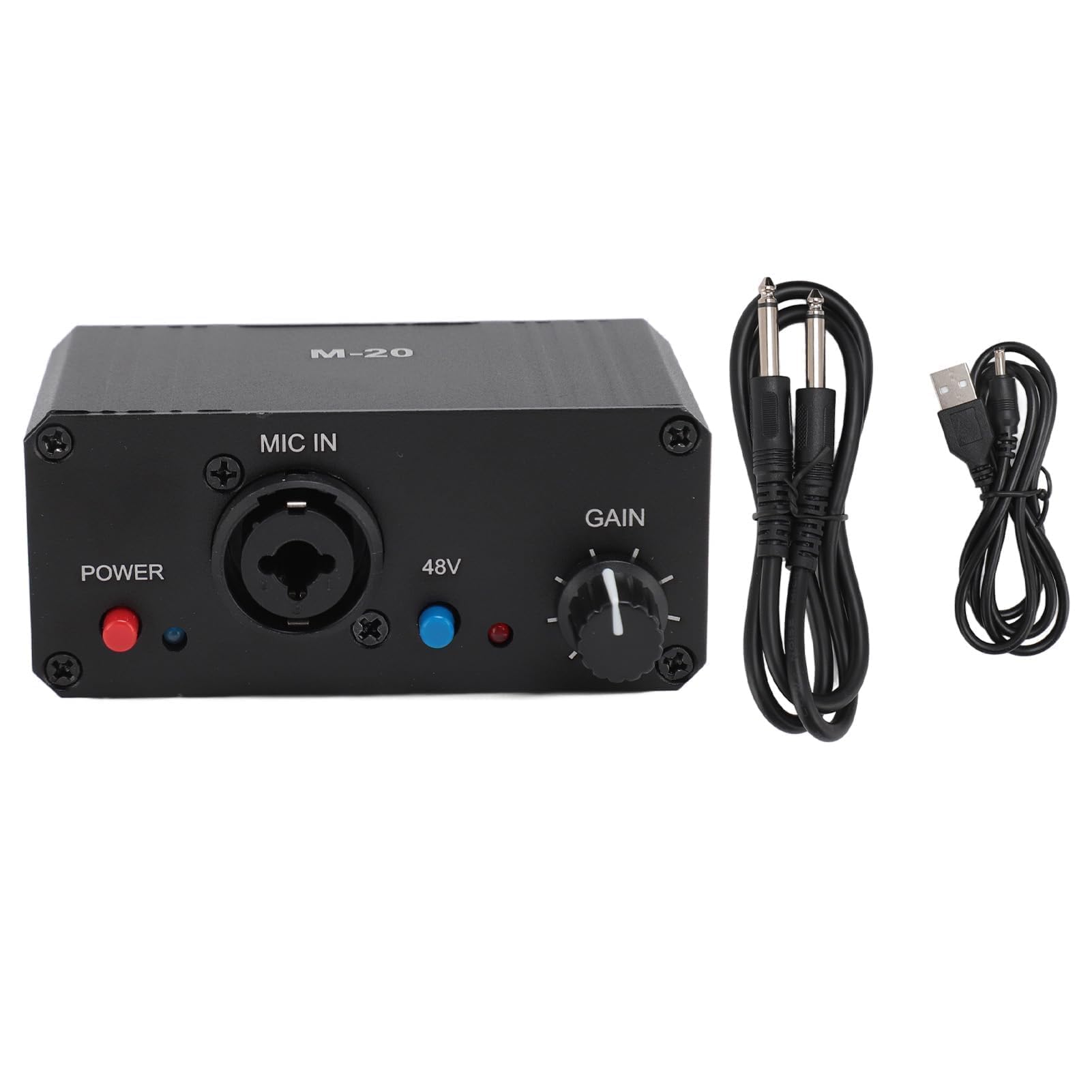 Preamplificador De Micrófono, Preamplificador De Micrófono De Salida Phantom Power XLR De 48 V para Cualquier Equipo De Grabación De Música con Micrófono De Condensador, Negro