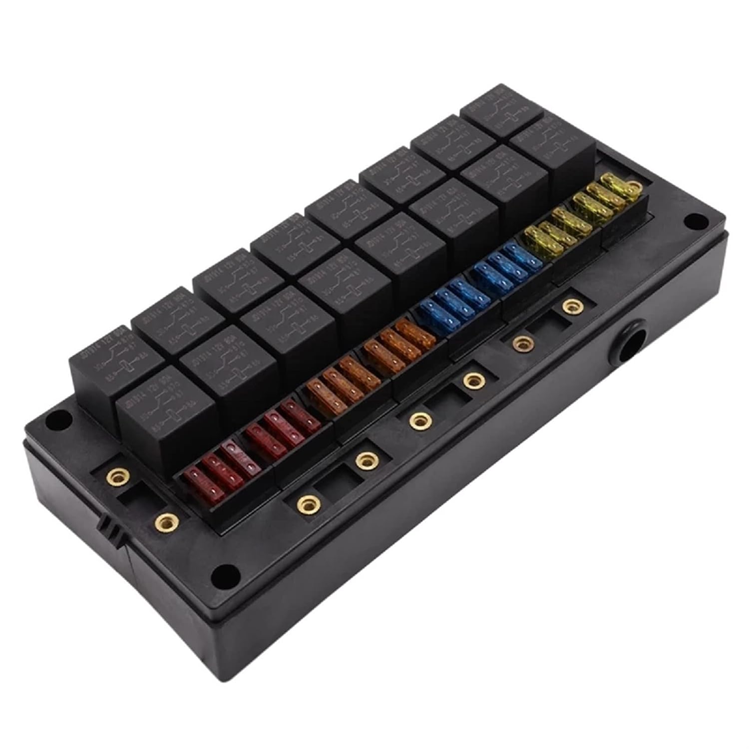 Amazon.co.jp 12V 自動防水ヒューズリレーボックスブロック 16 個のリレーホルダー 24 個 ATC/ATO ヒューズ