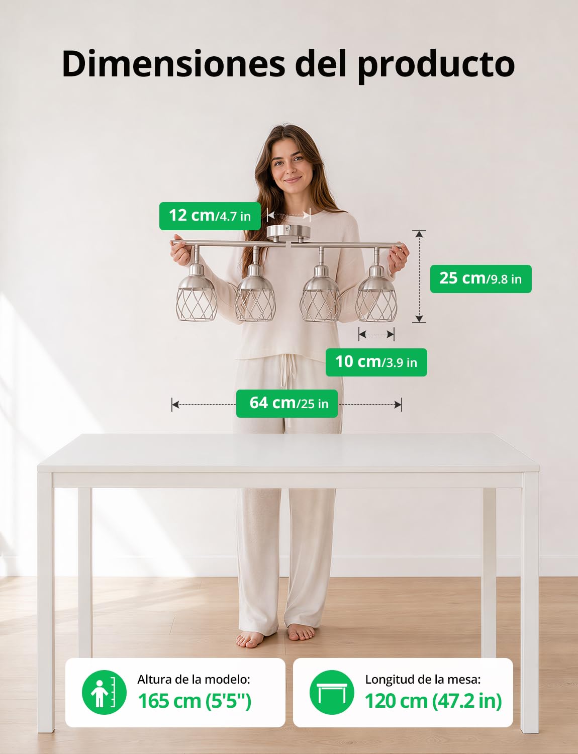 Bojim Lamparas Colgantes Salon de Techo Jaula 4 Luces Candeeiro Suspenso Dormitorio, Lampara Colgante Metal Focos Estilo Industrial Níquel para Cocina Pasillo (Sin Bombilla)