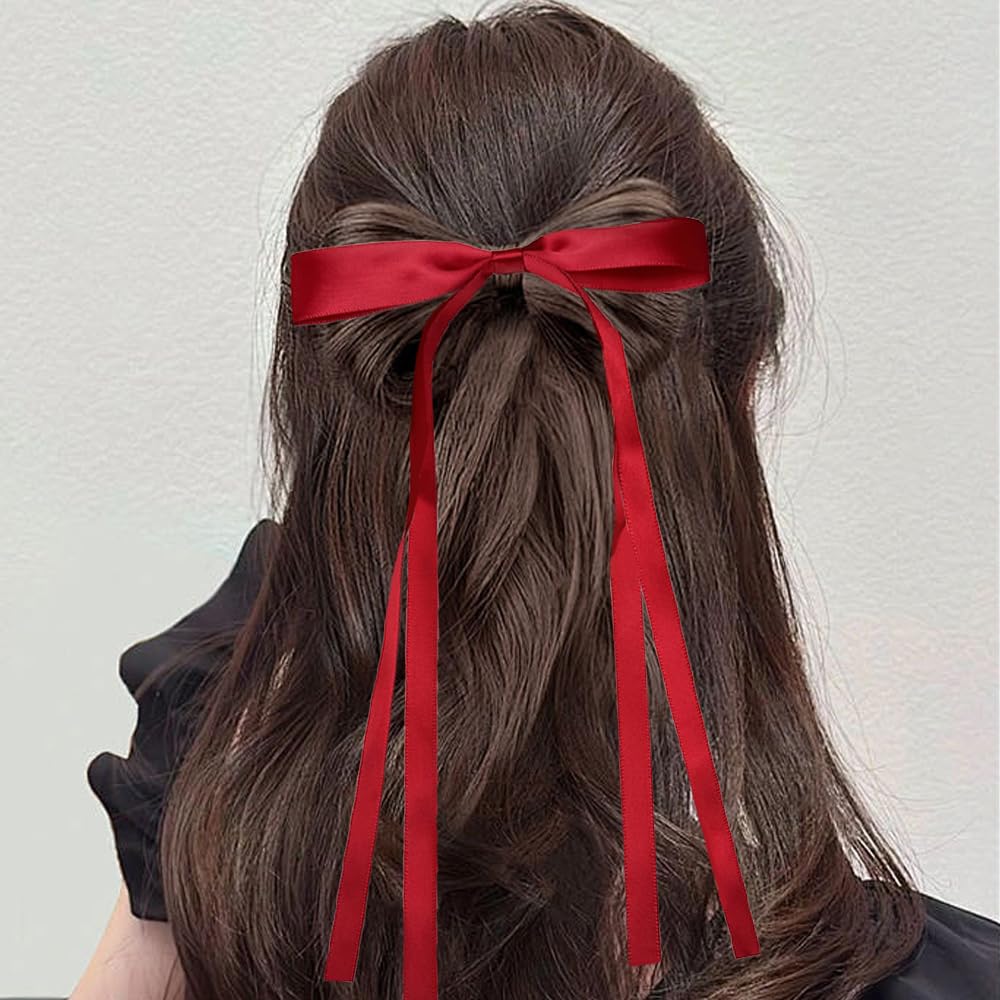 Fiocchi per capelli da donna, fiocchi per capelli da donna, fiocco rosso per capelli, fiocchi per coquette, fiocchi per capelli lunghi, nastro per fiocchi per capelli, fermagli per capelli rossi,