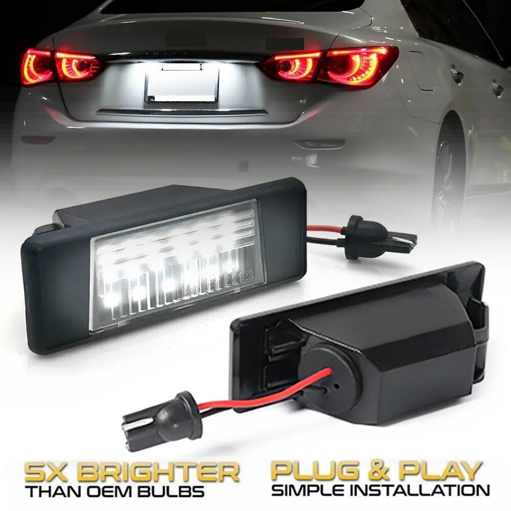 Lot De 2 Ampoules LED Plaque Immatriculation Canbus Pour Nissan Juke, Qashqai, X-Trail, Note, Navara - Blanc 6000K, Sans Erreur - 8