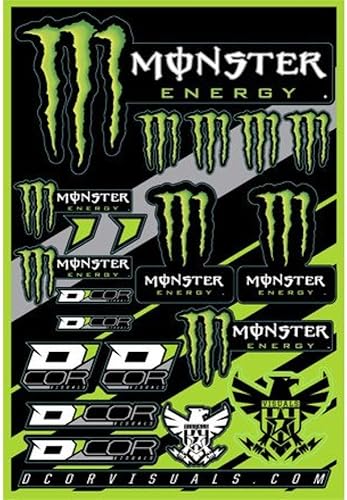 D'cor Visuals Hoja de calcomanías de carreras, vinilo de 0.157 in de grosor, compatible con motocicletas de cross Monster Energy Style, incluye