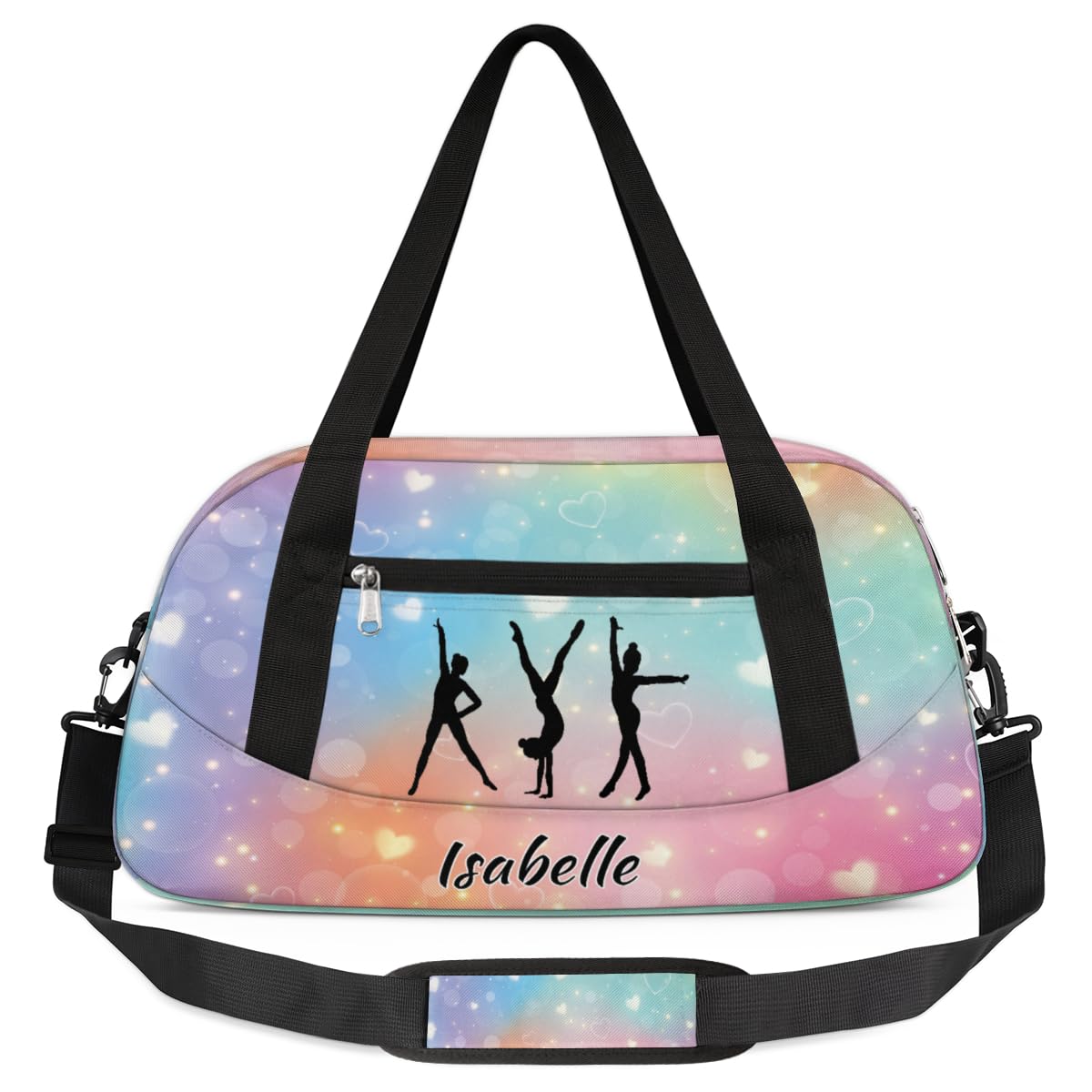 Dance Bags for Girls Duffle Bag Kids Overnight Travel Sleepover Bag Customized Name Text Sports Gym Bag