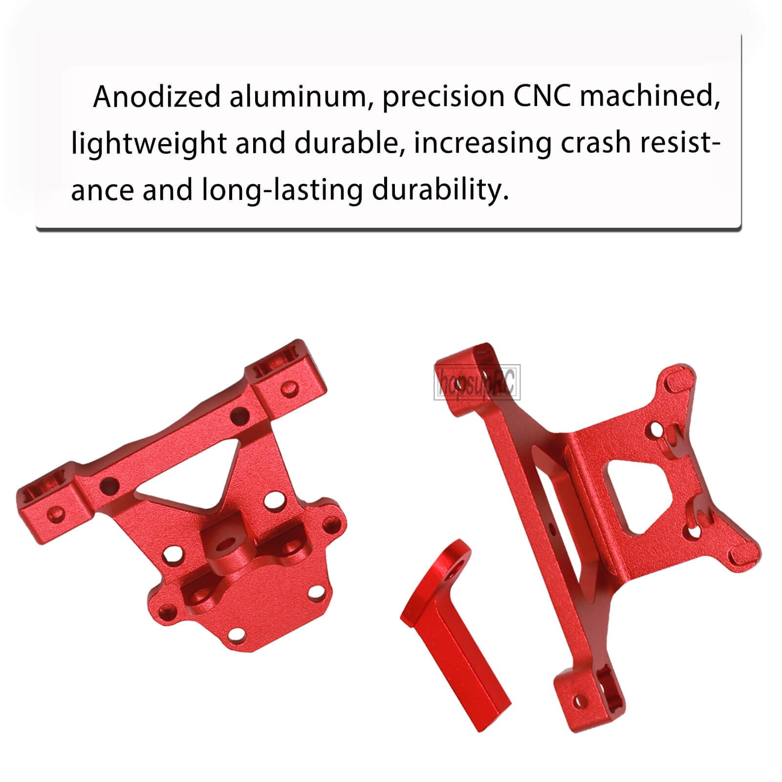 HopsupRC Front Rear Body Post Mount Upgrades Part For 1/16 E- REVO/Mini Slash,2PCS Alloy Front & Rear Body Post Mount Hops Ups For 1/16 E- REVO (71076-3);Mini Slash (70054-1),Red