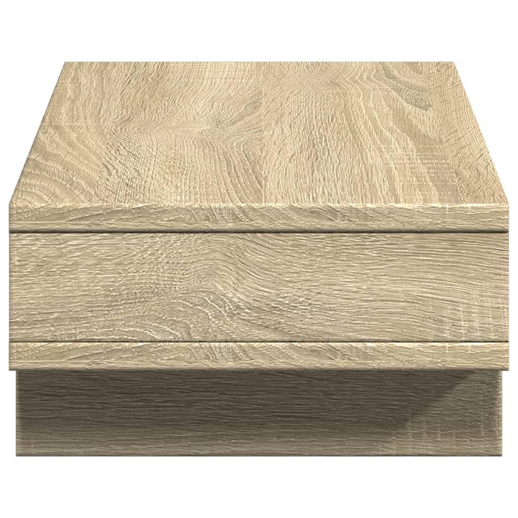 Supporto per monitor in rovere Sonoma, 50 x 27 x 15 cm, con 2 scomparti, portata fino a 25 kg, per scrivania, ufficio, casa, gaming, postazione di lavoro, ergonomia