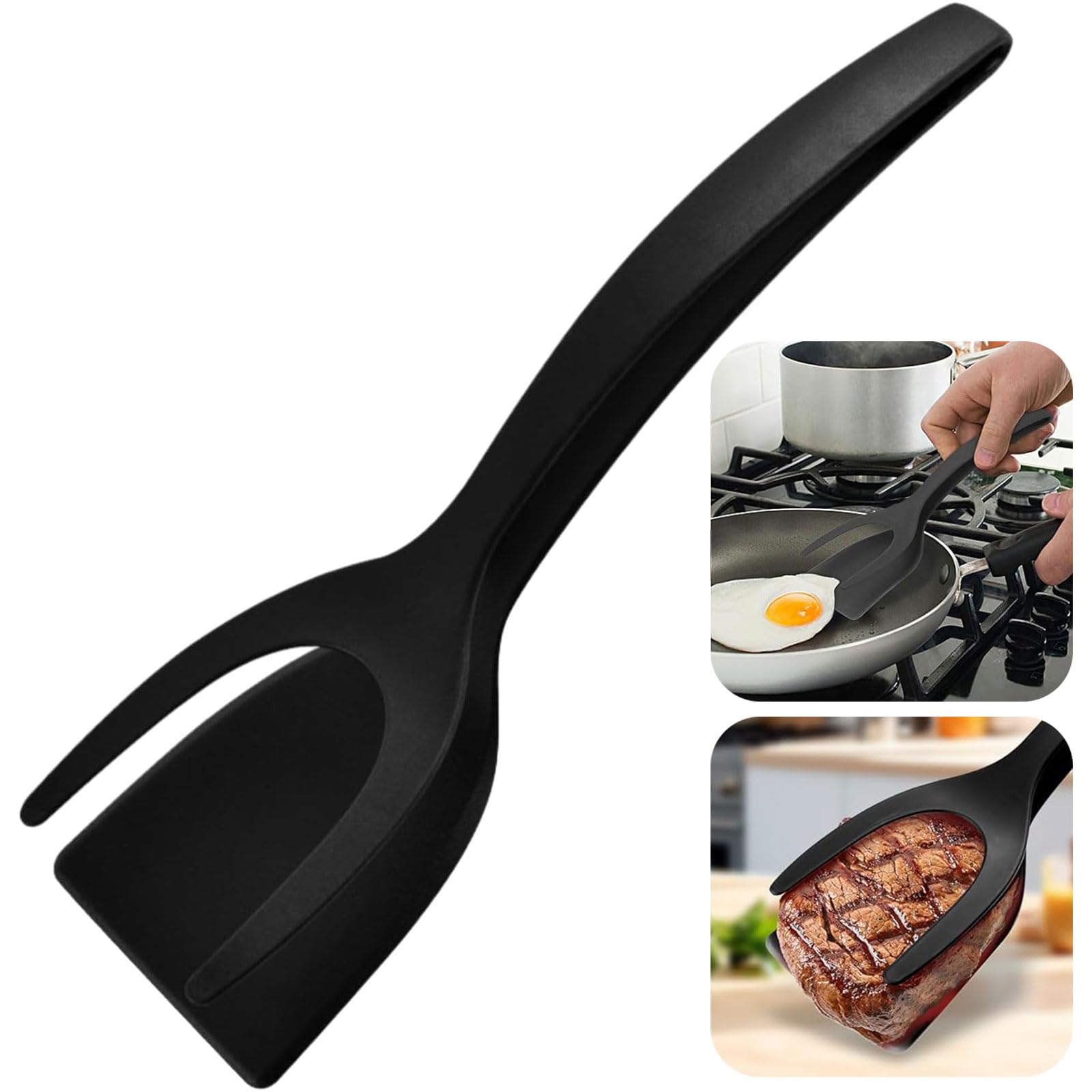 Spatule 2 en 1 Antiadhésive Silicone : Cuisson Facile Oeufs, Burgers, Crêpes