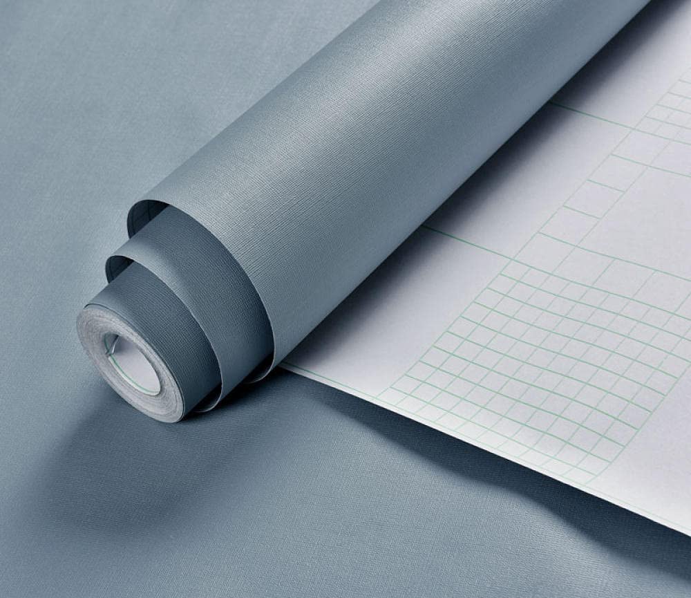 Carta da parati autoadesiva in vinile grigio blu per decorare mobili, opaca, rimovibile, lavabile, per piano di lavoro, armadio, bagno, mensola, spessore 23,6 x 354,7,6 cm