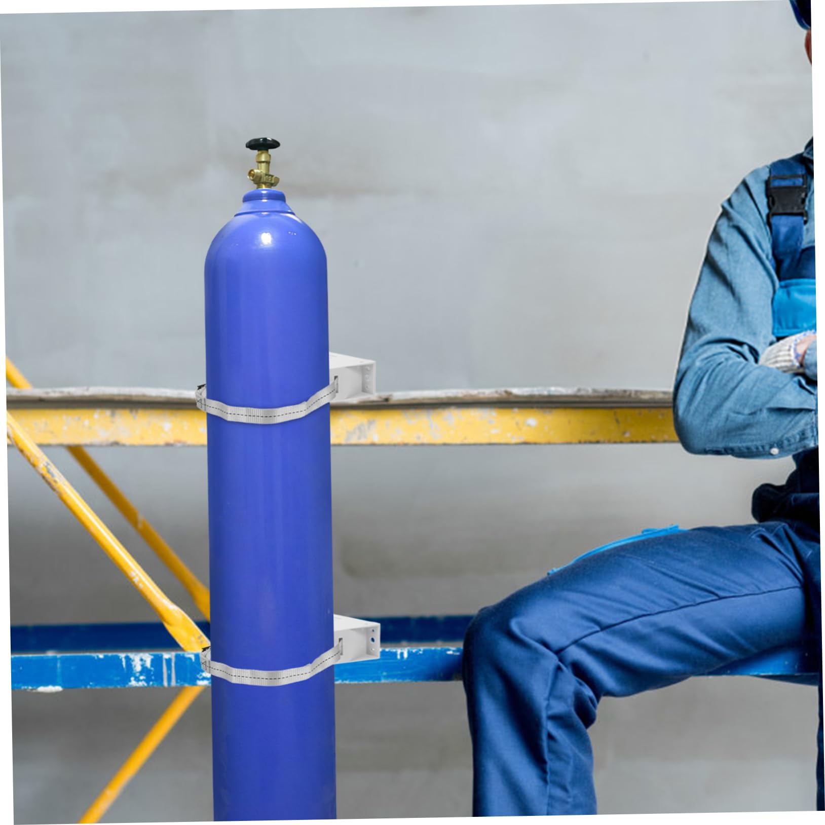 Supporto a Muro con Cinghia ad Alta Resistenza per Bombola Gas da 40l in Plastica Struttura Sicura e Affidabile per Bombole Idrogeno
