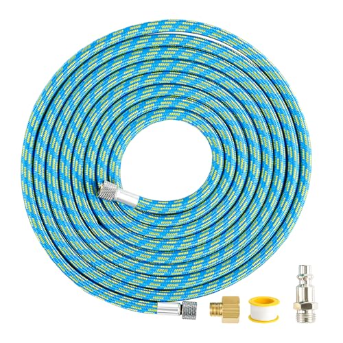 EcuoPix Premium10-Ft Braided Airbrush Hose with US-Standard Air Compressor Quick Connect and 1/8 to 1/4 Adapter Compatible with Harder & Steenbeck Iwata Badger and Other Mainstream Airbrushes